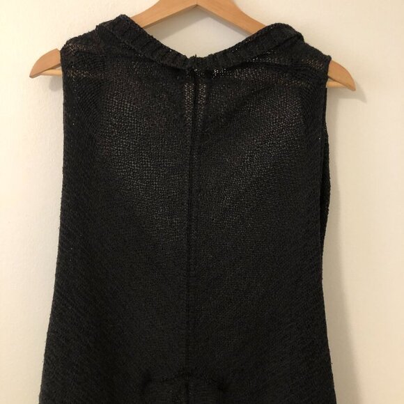 Y2K Costa Blanca Sleeveless Open Front Cardigan Sweater Vest Long Black Small - Picture 6 of 12